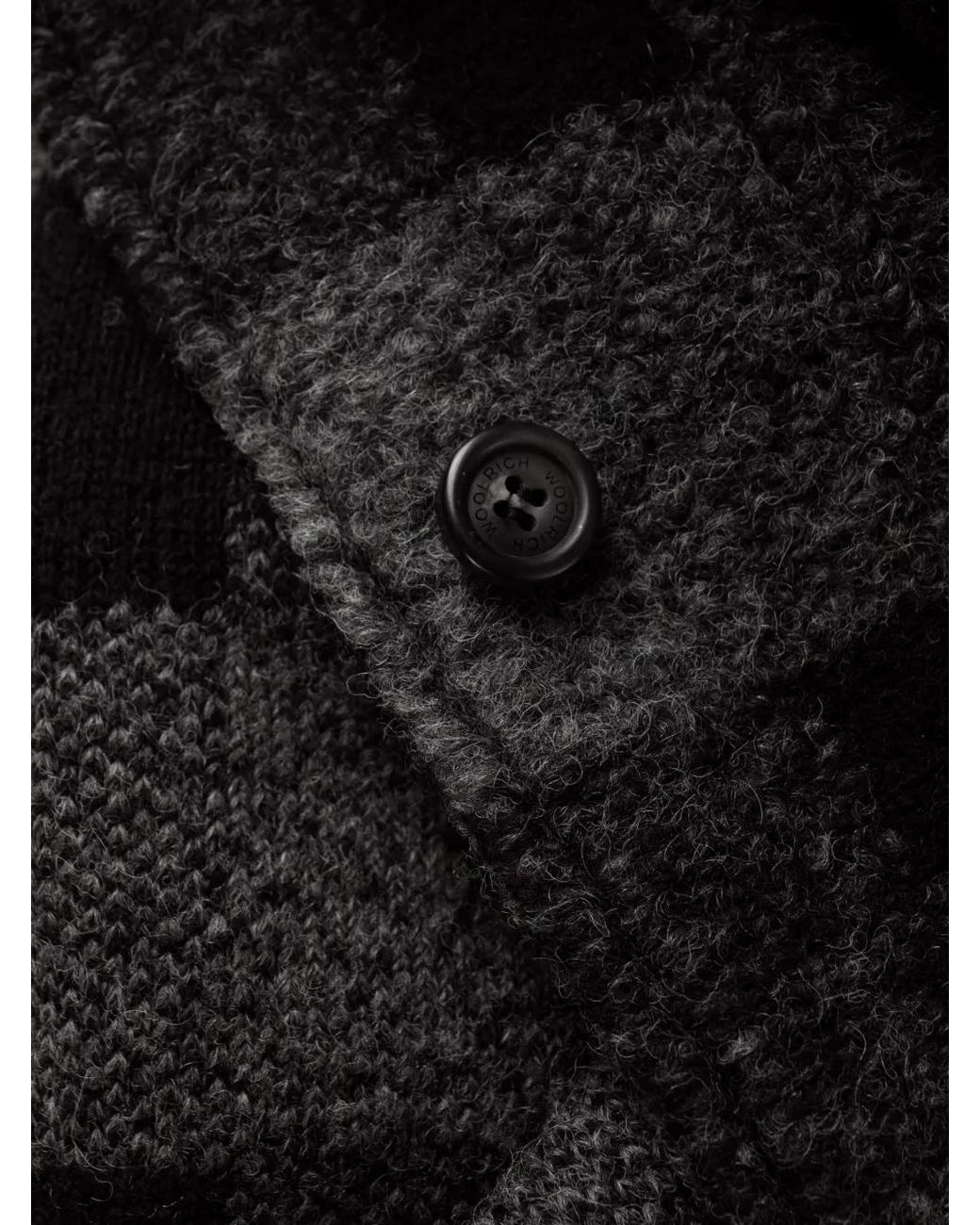 Woolrich Black Checked Hooded Wool-Blend Coat