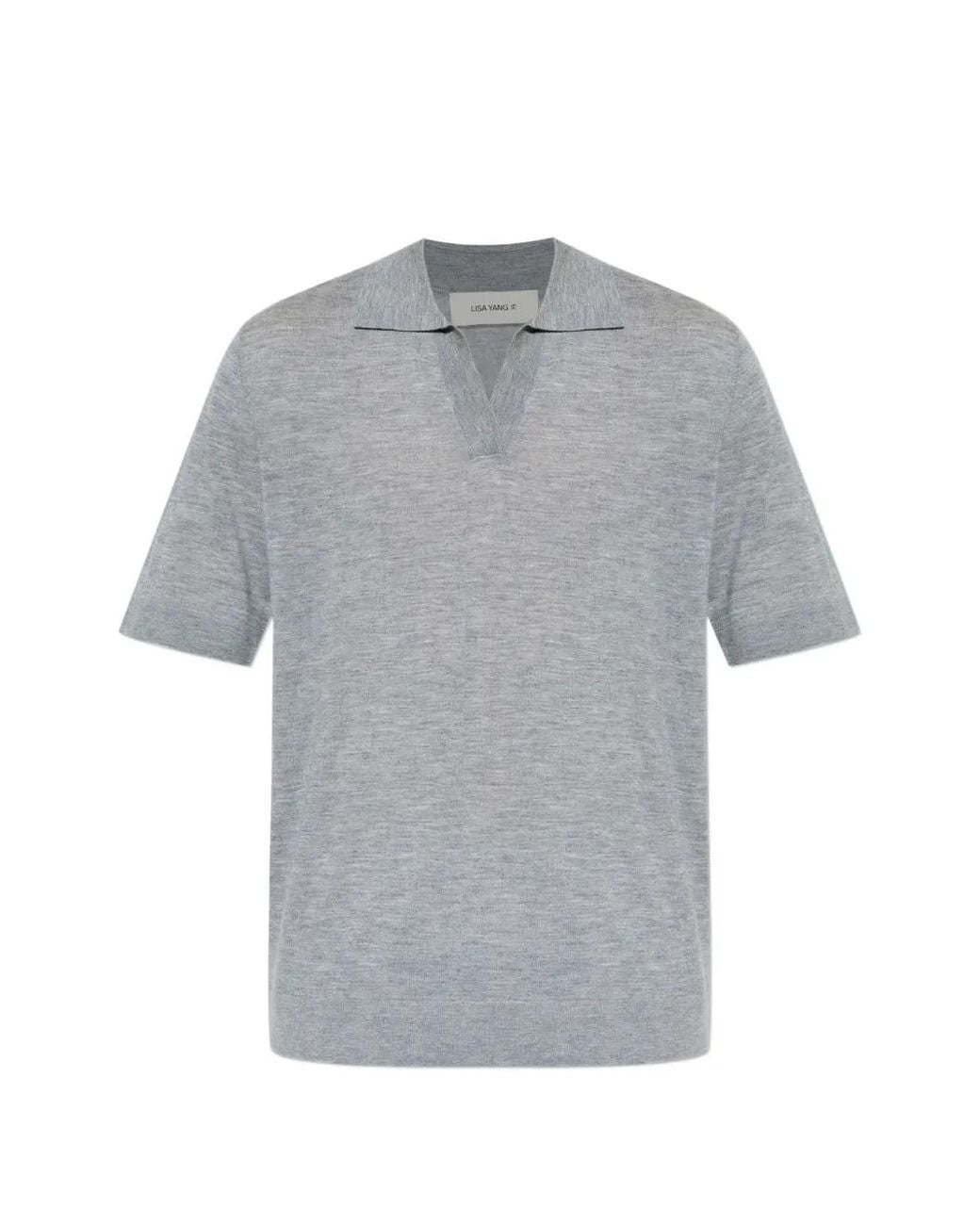 Lisa Yang Gray V-Neck Polo-Collar T-Shirt for men