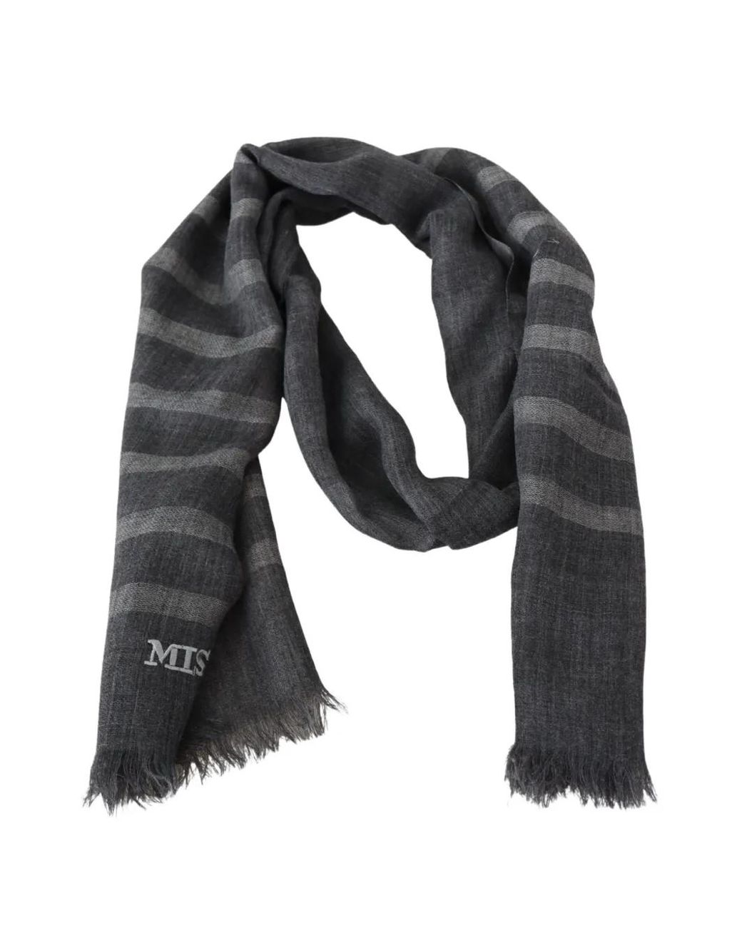 Missoni Black Striped Wool Scarf for men