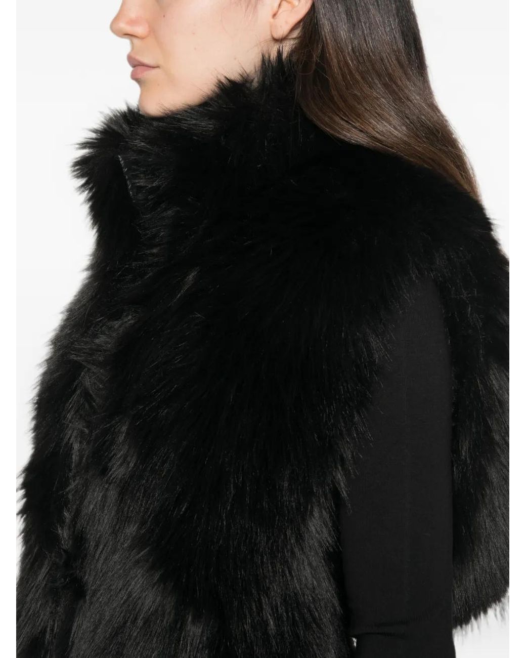 Patrizia Pepe Black Faux-Fur High-Neck Gillet