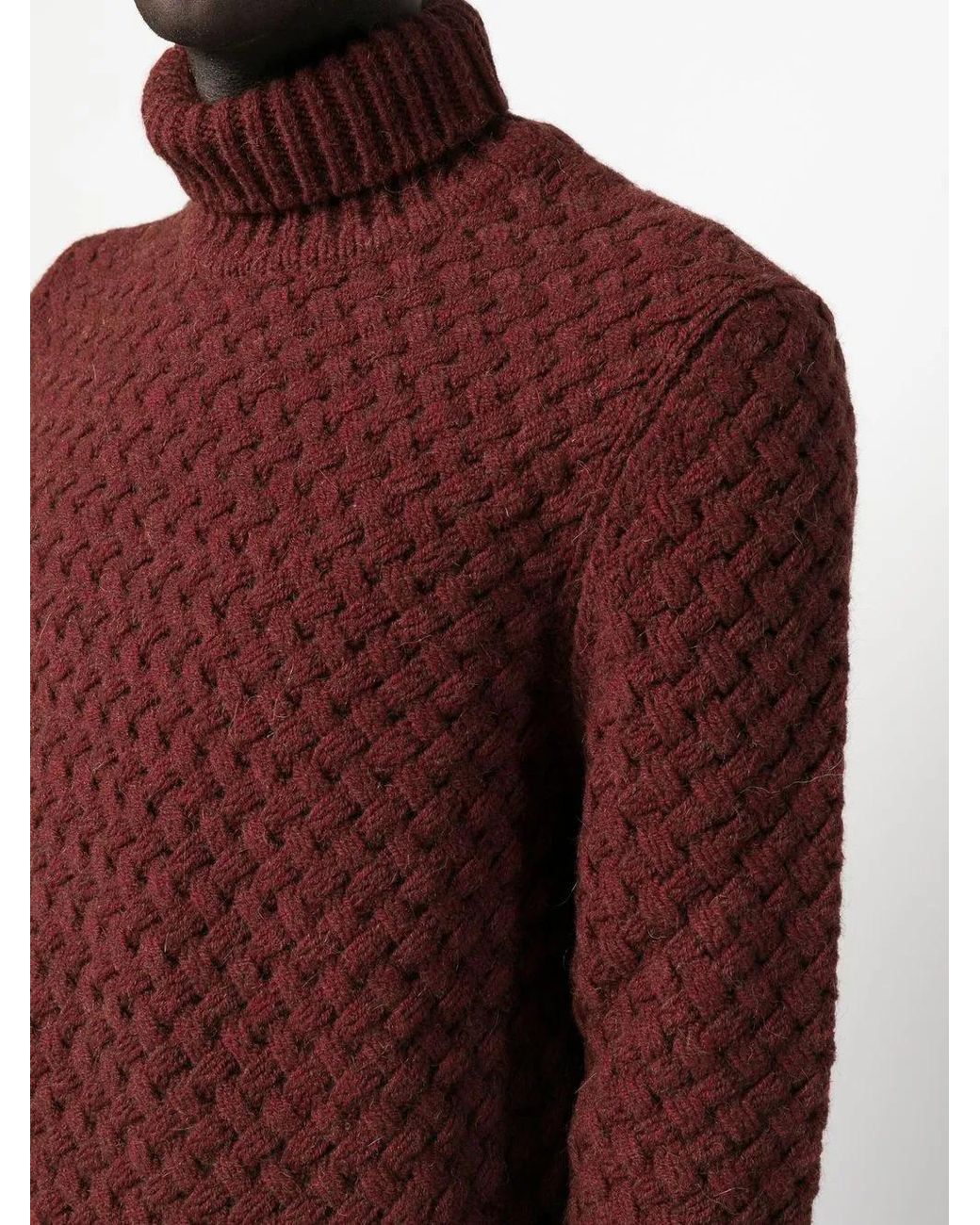 Lardini Red Roll-Neck Chunky Knit Jumper for men