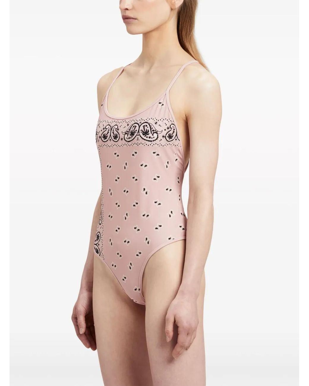 Palm Angels Pink Paisley-Print Criss-Cross Swimsuit