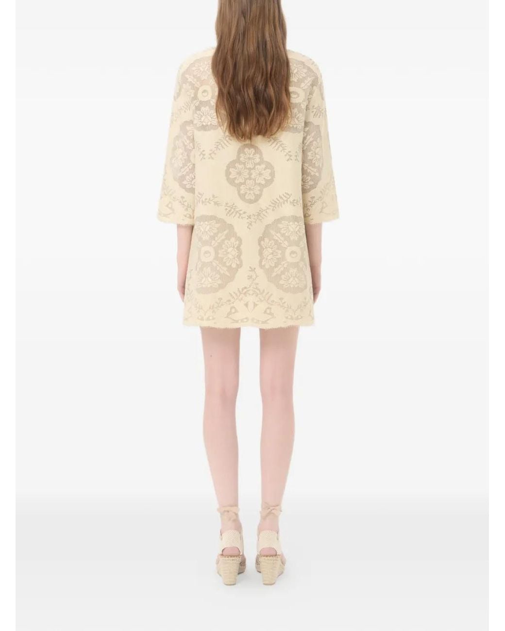 Valentino Garavani Natural Robe Courte En Couverture Florale Stamp