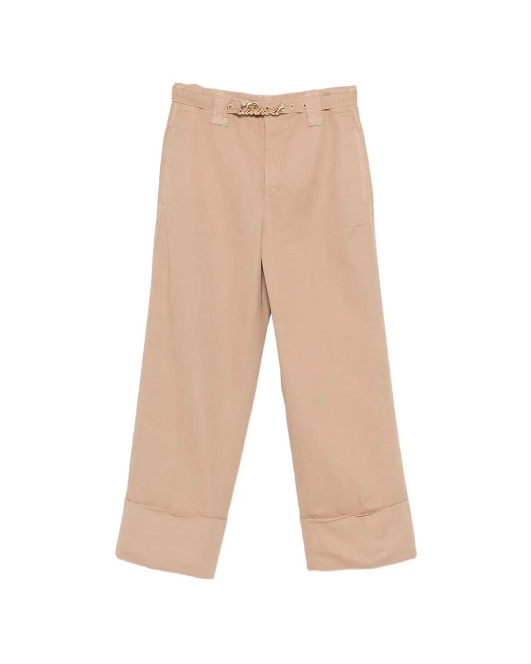 Twinset White Logo Belt Trousers