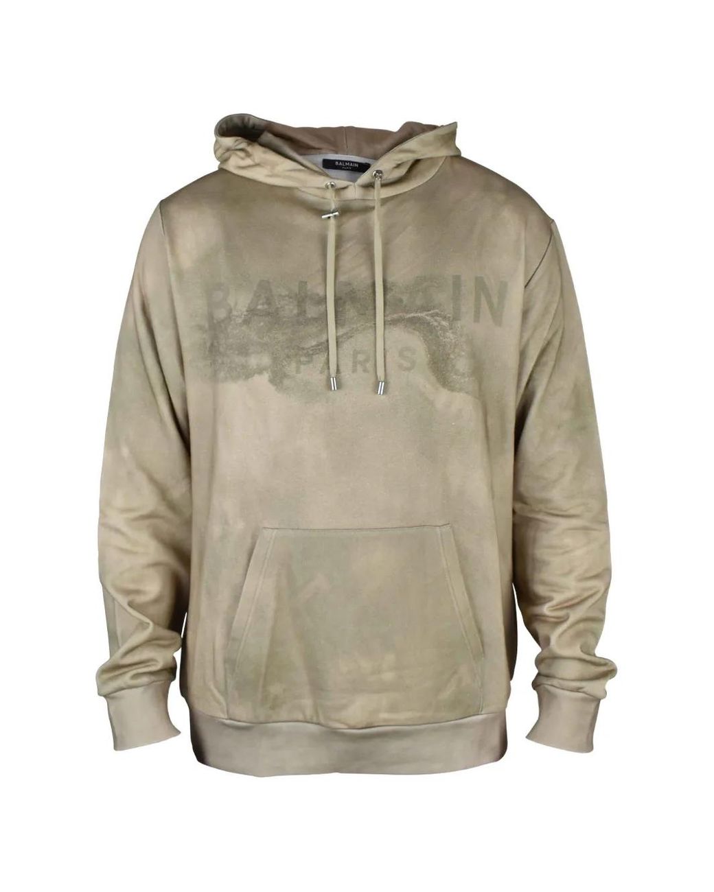 Balmain Gray Logo-Print Hoodie for men