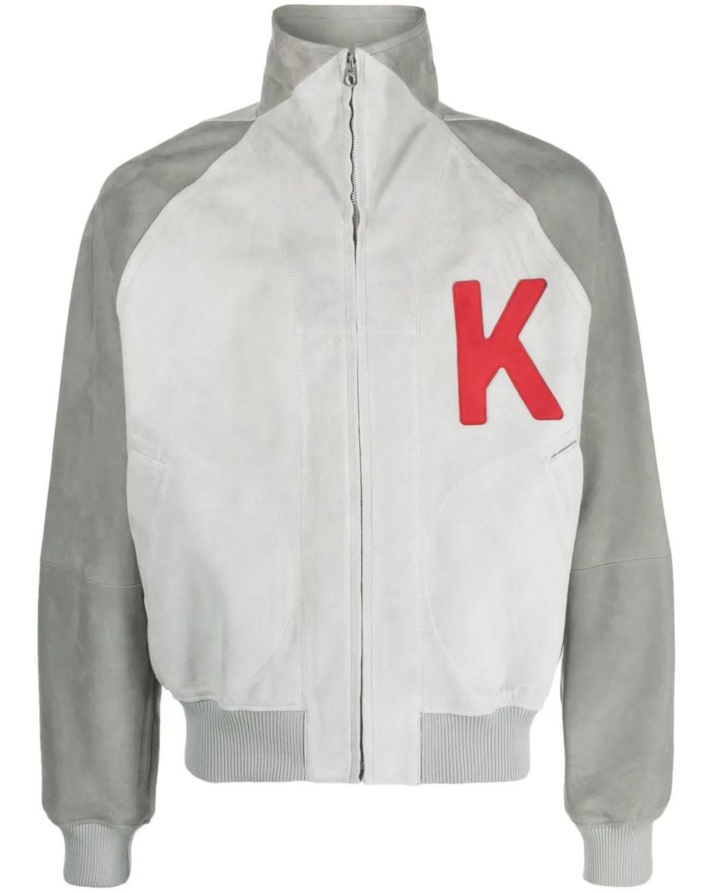KENZO Gray Colour-Block Logo-Print Bomber Jacket for men