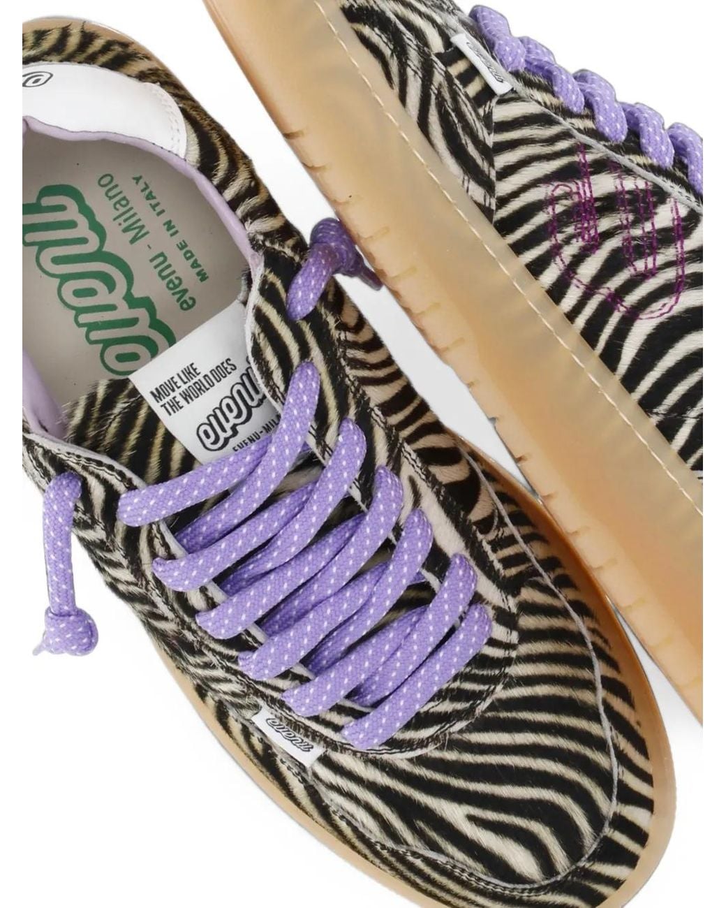 Evenuel White Zebra-Print Low-Top Sneakers