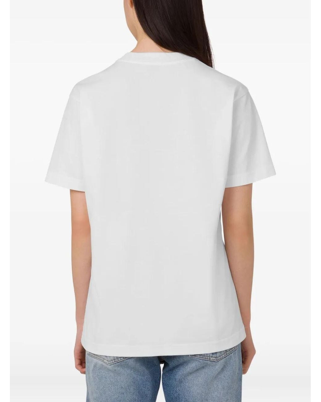 Moschino White Logo-Embroidered T-Shirt