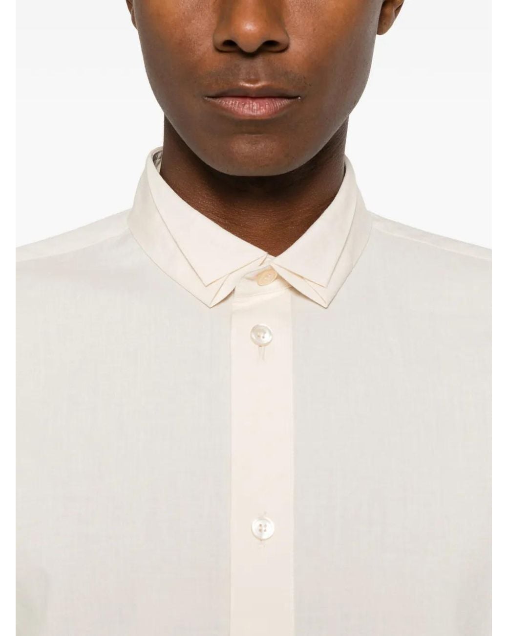 Homme Plissé Issey Miyake White Button-Fastening Long-Sleeve Shirt for men