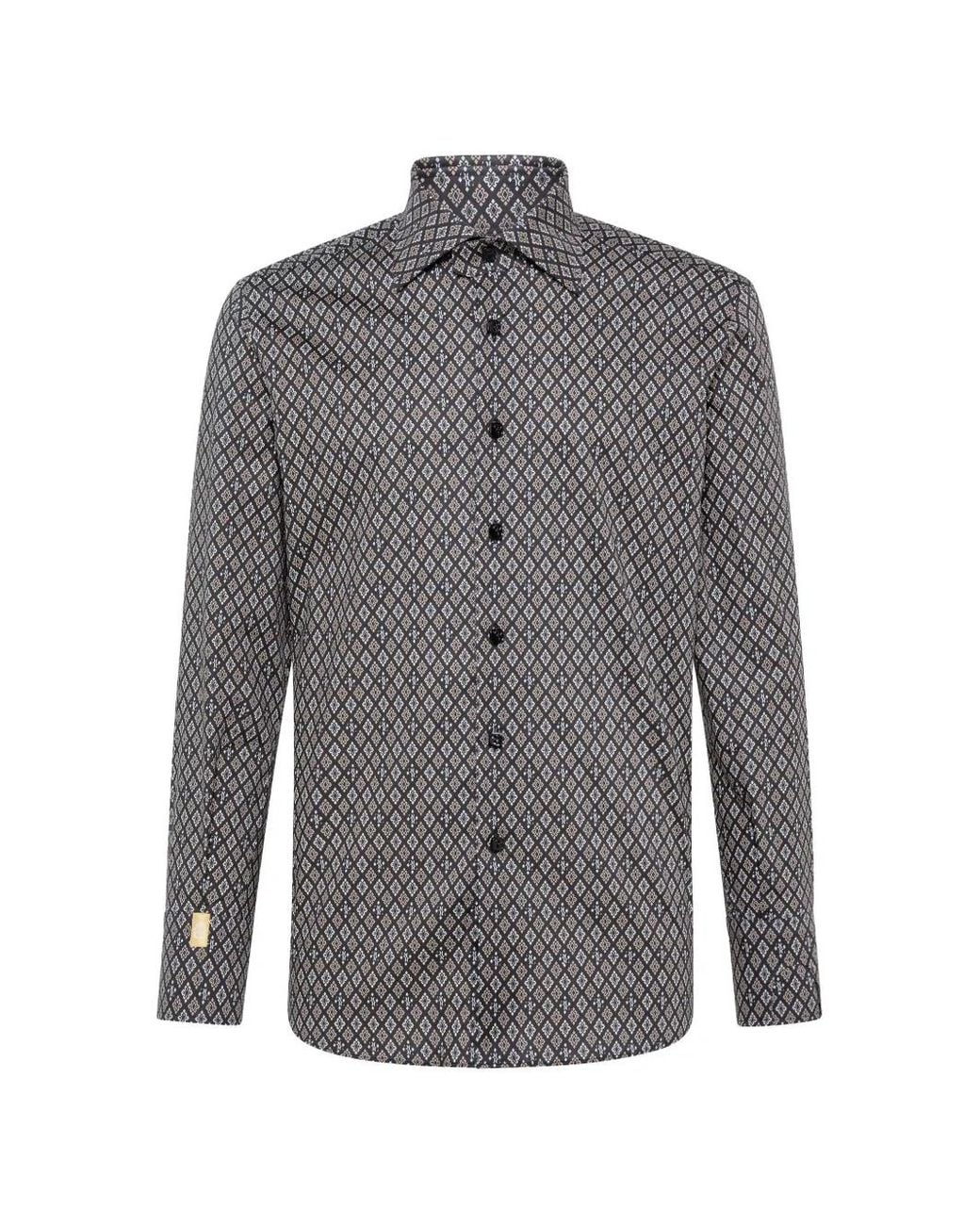 Billionaire Gray Chemise À Motif Géométrique for men