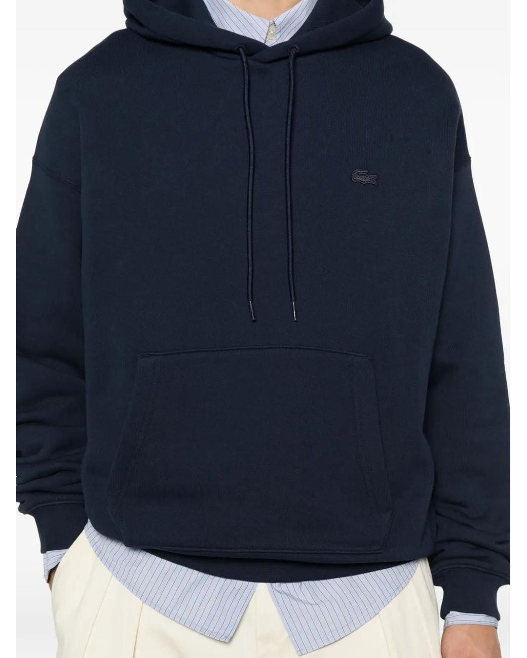 Lacoste Blue Logo-Patch Drawstring Hoodie