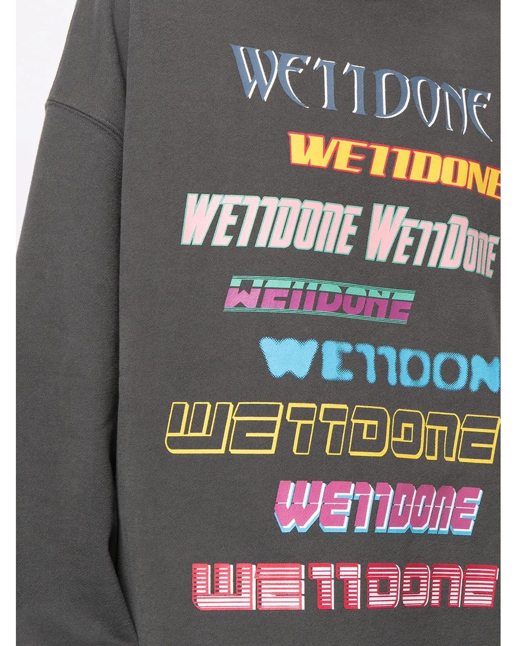 we11done Gray Oversized Logo Print Sweatshirt