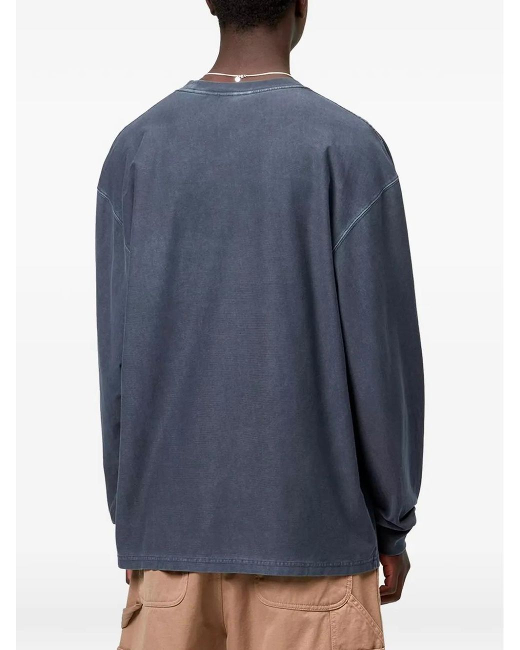 Carhartt Blue Garment-Dyed Chest-Pocket T-Shirt for men