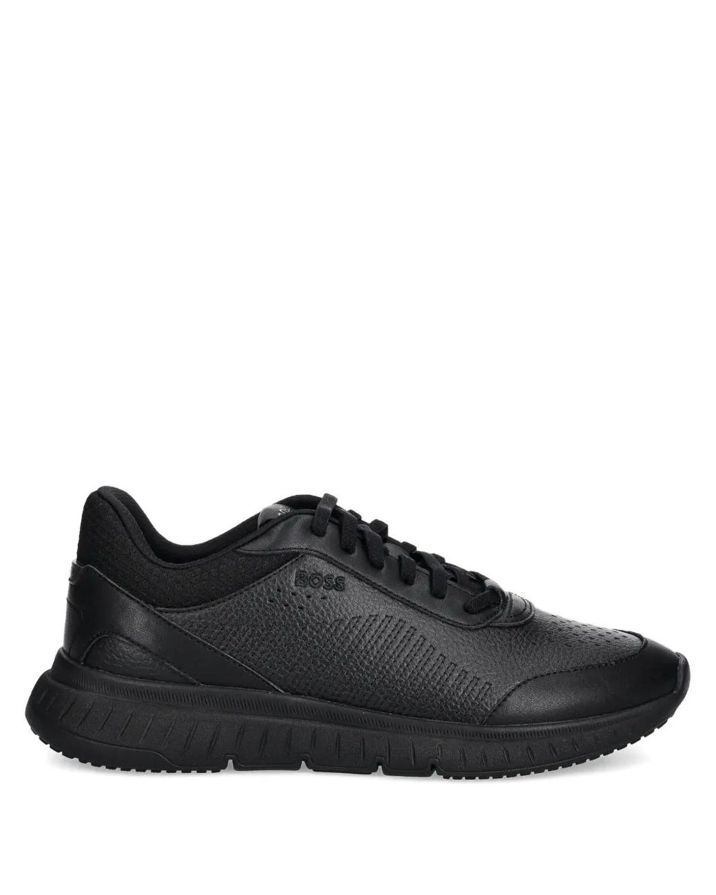 Boss Black Perforated Leather Sneakers for men