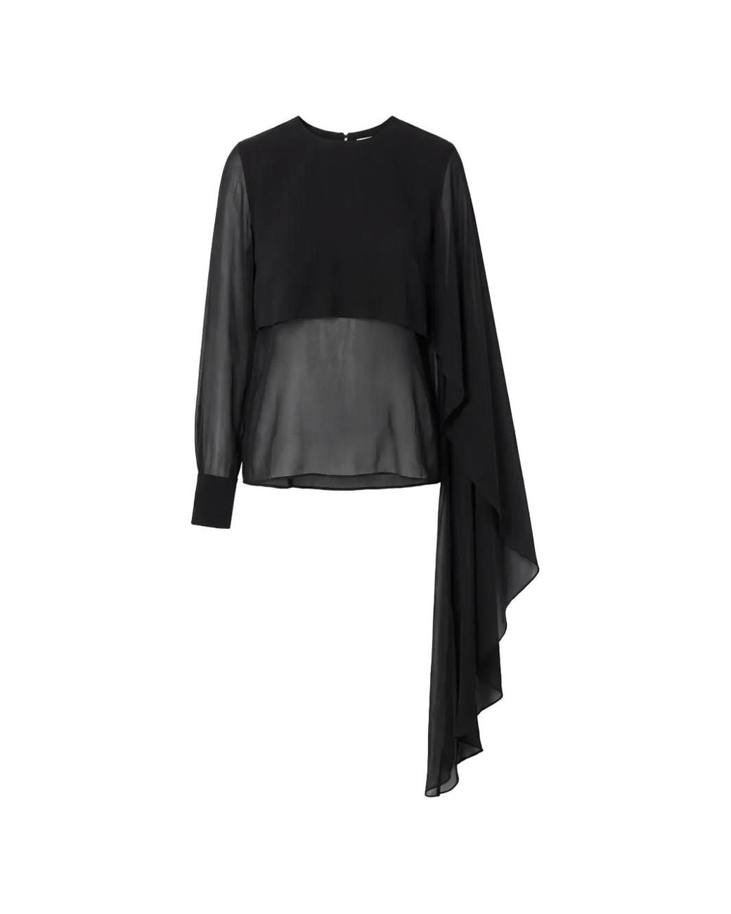 Nicholas Black Asymmetric Draped-Sleeve Blouse