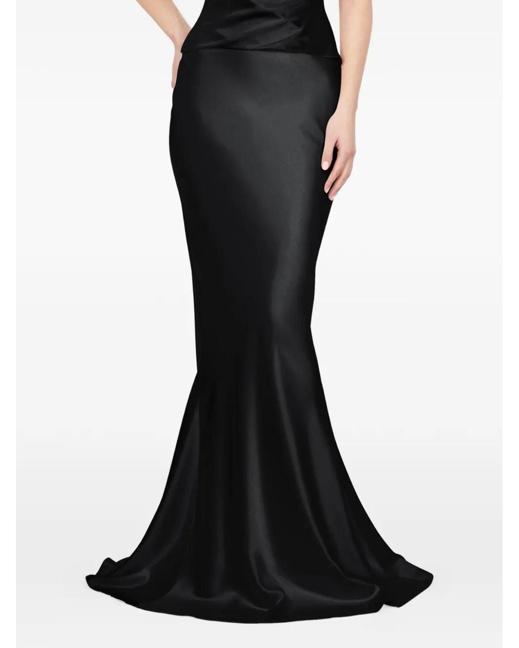 ALEXIA & ANTONIA Black Bias-Cut Silk Maxi Skirt