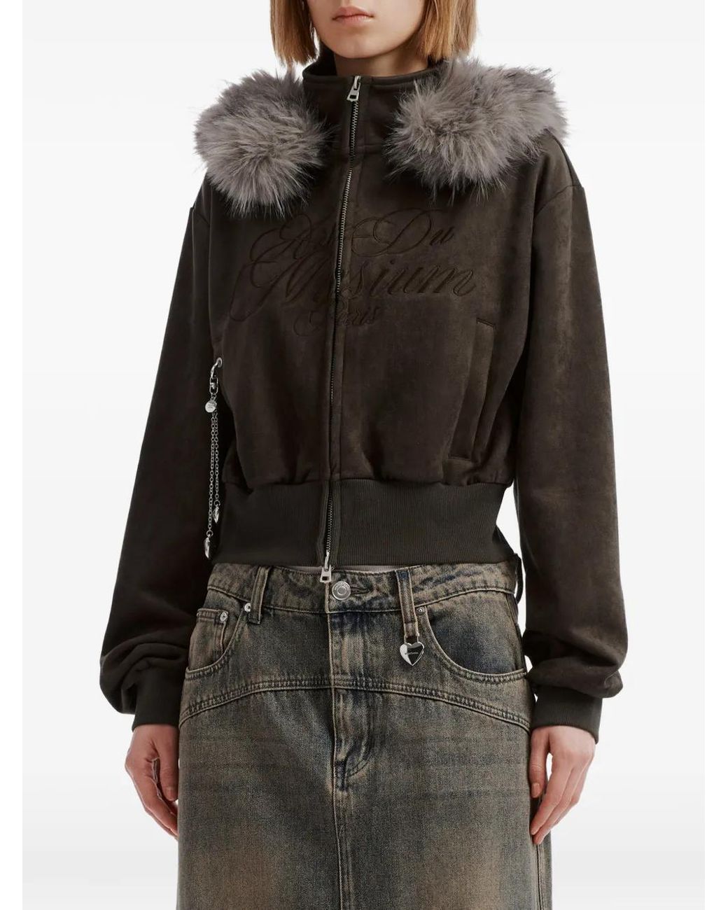 Musium Div. Gray Cropped Hooded Jacket