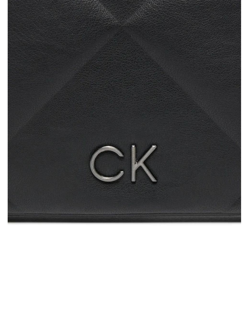 Calvin Klein Black Quilted Foldover Tote Bag