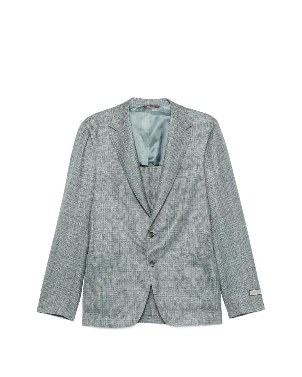 Canali Blue Blazer À Carreaux for men