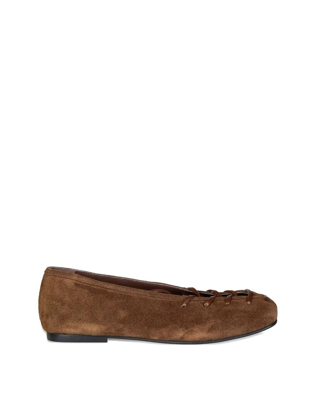 Alohas Brown Laced Suede Ballet Flats