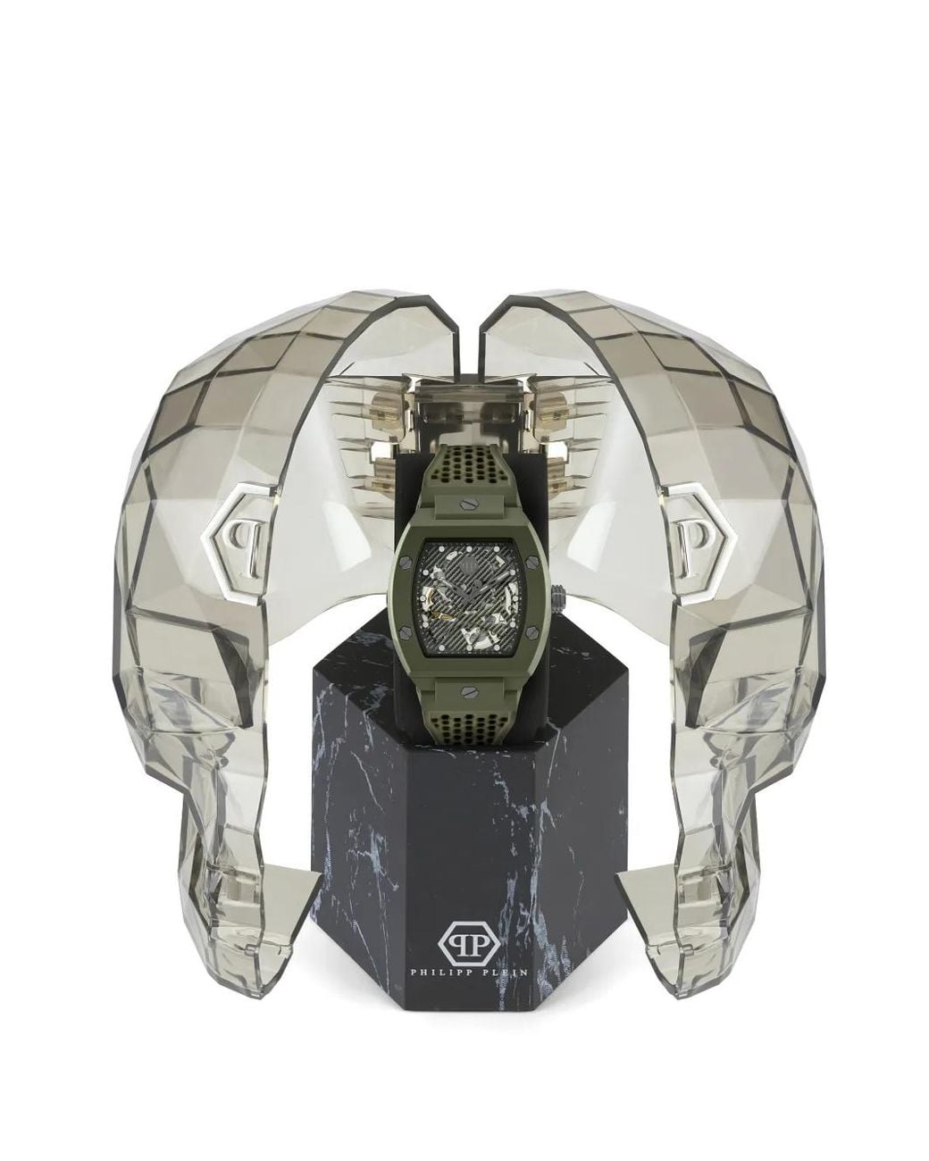 Philipp Plein Green The Skeleton Ecoceramic 44Mm Watch for men