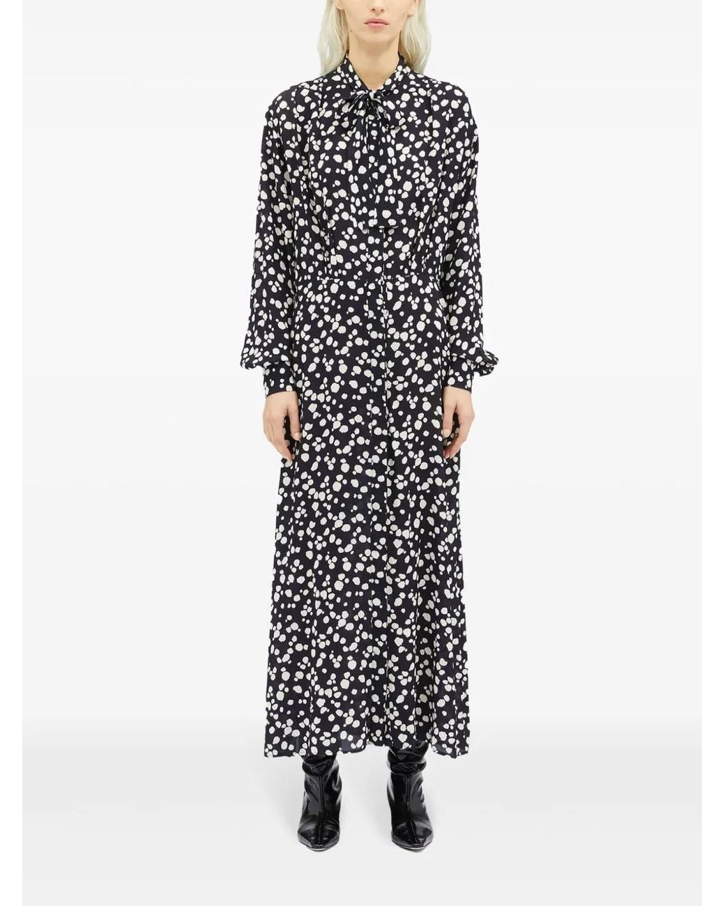 MSGM White Spot-Print Maxi Dress