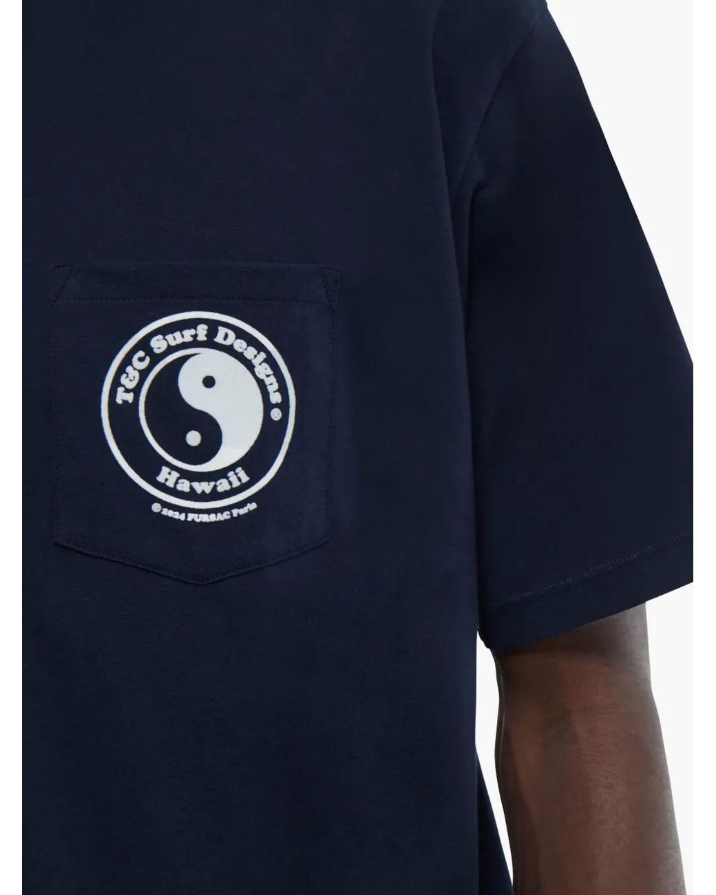 Fursac Blue Flocked-Motif T-Shirt for men