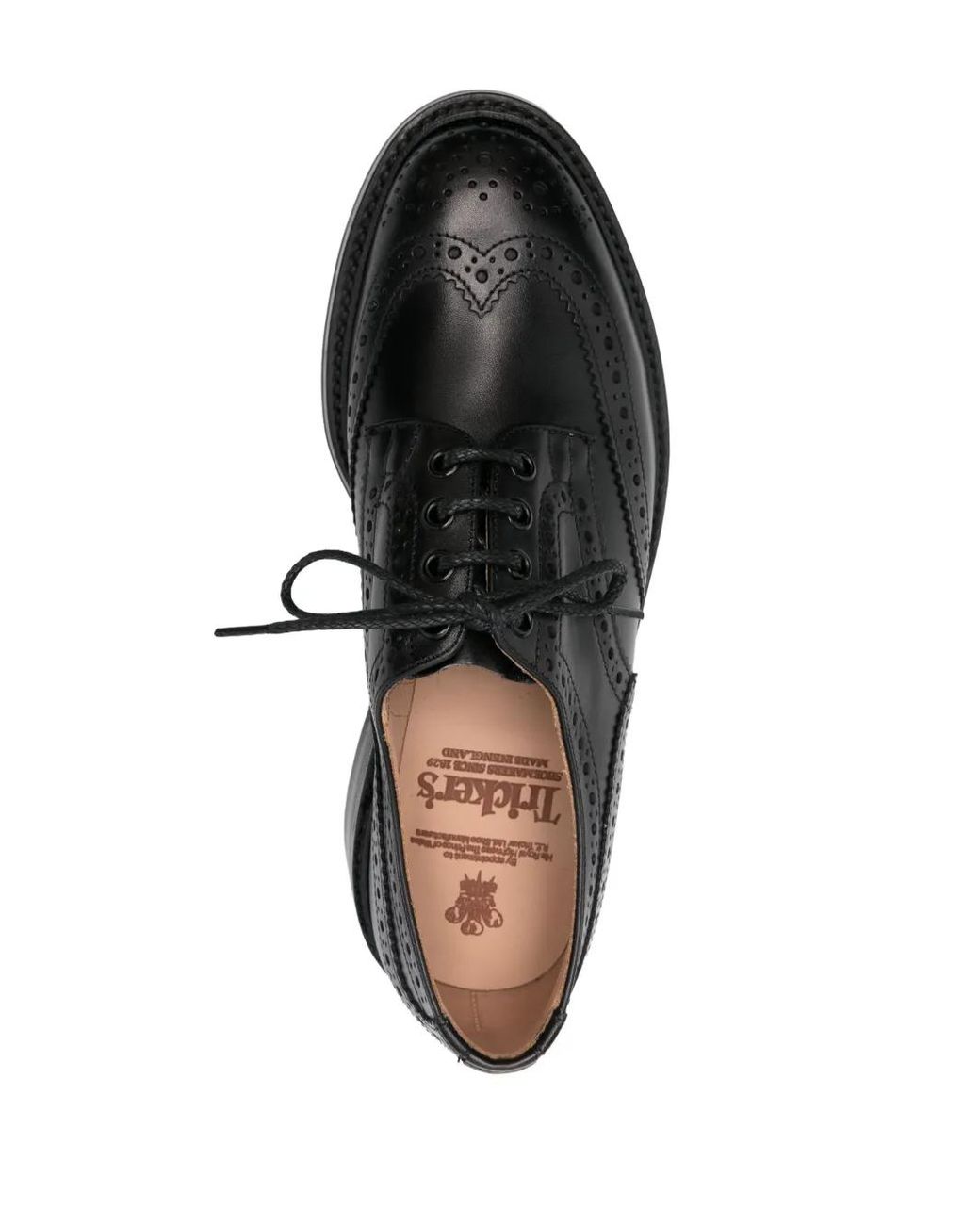 Tricker's Black Leather Brogue Lace-Up Dress Shoes for men