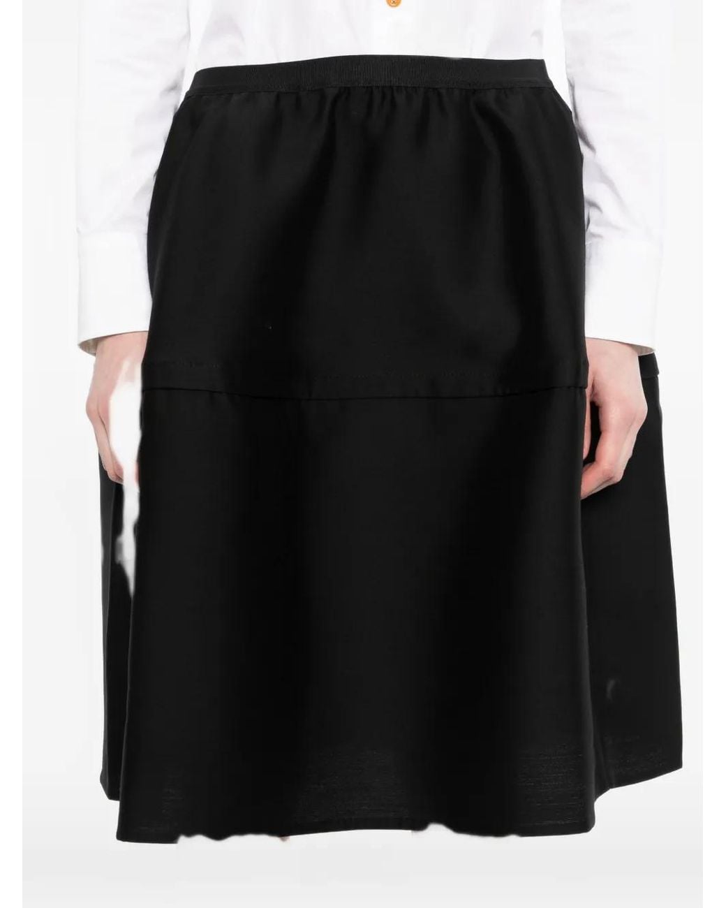 JNBY Black Pintucked Midi Skirt