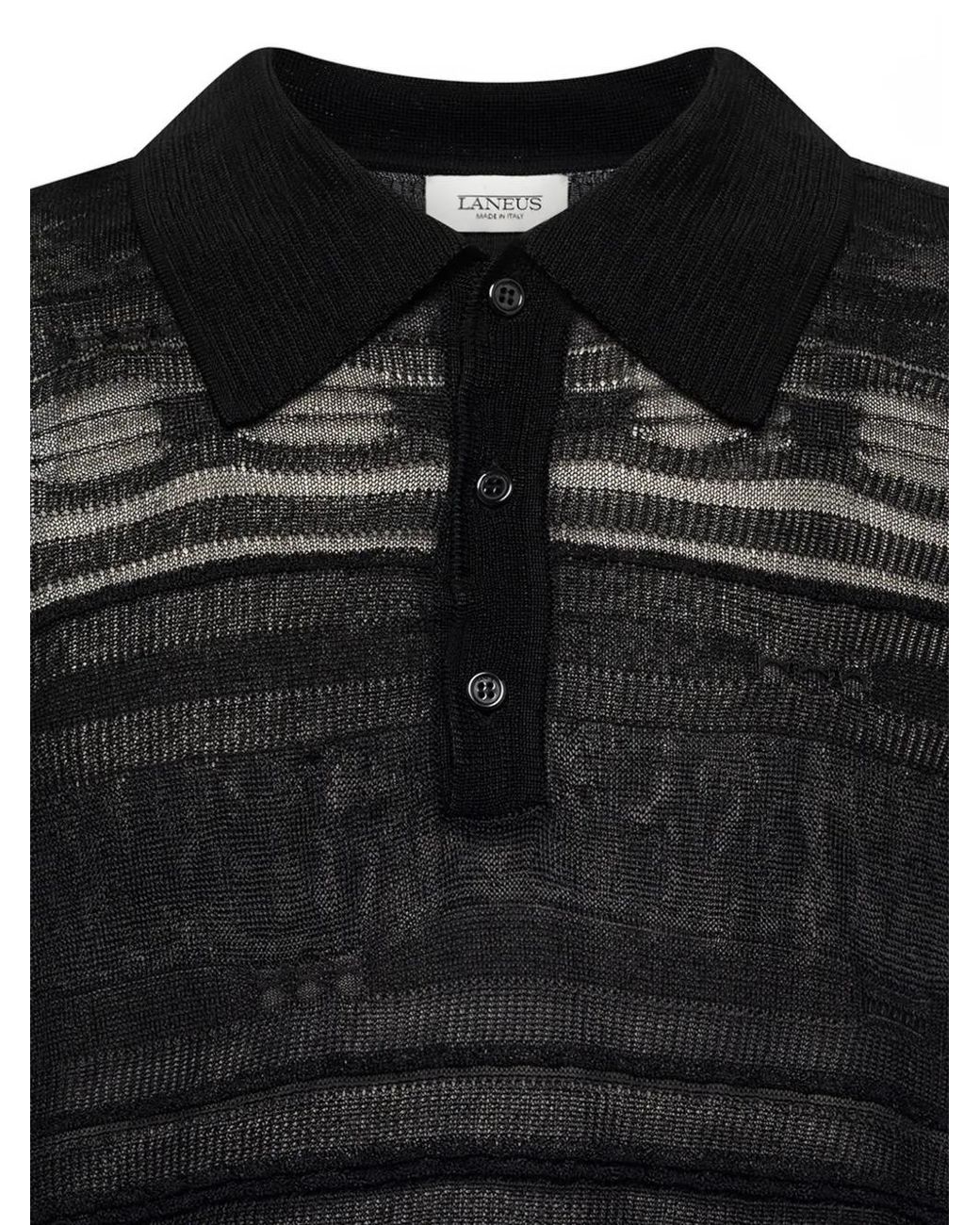 Polo En Maille Laneus pour homme en coloris Black