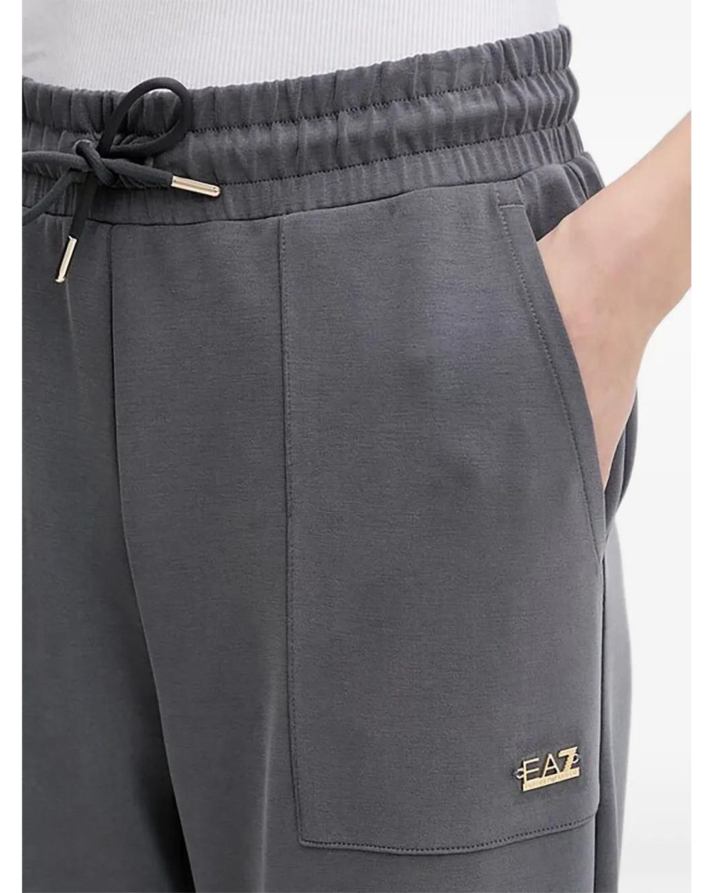 EA7 Gray Drawstring Logo Trousers