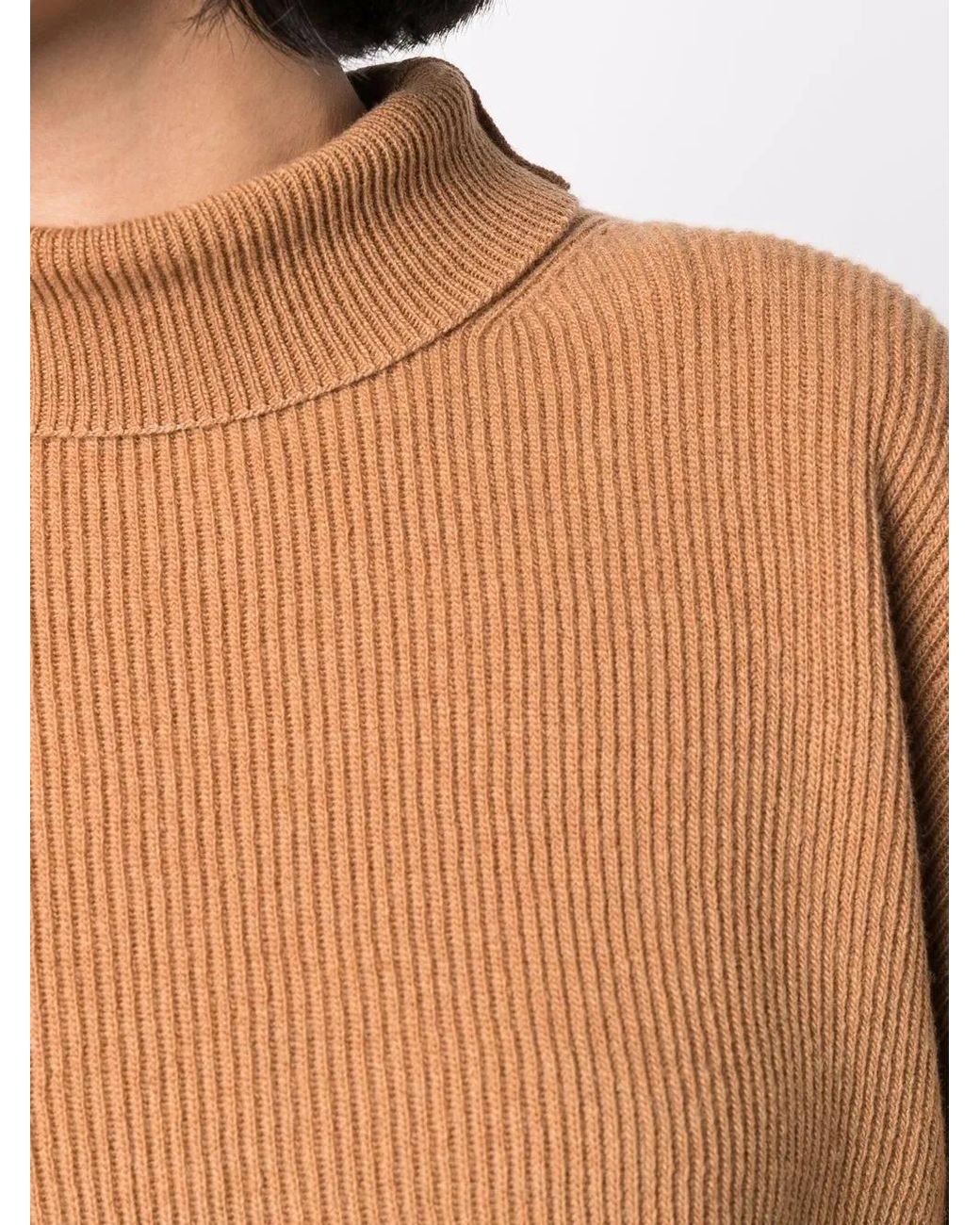 Nanushka Brown Roll-Neck Ribbed-Knit Jumper