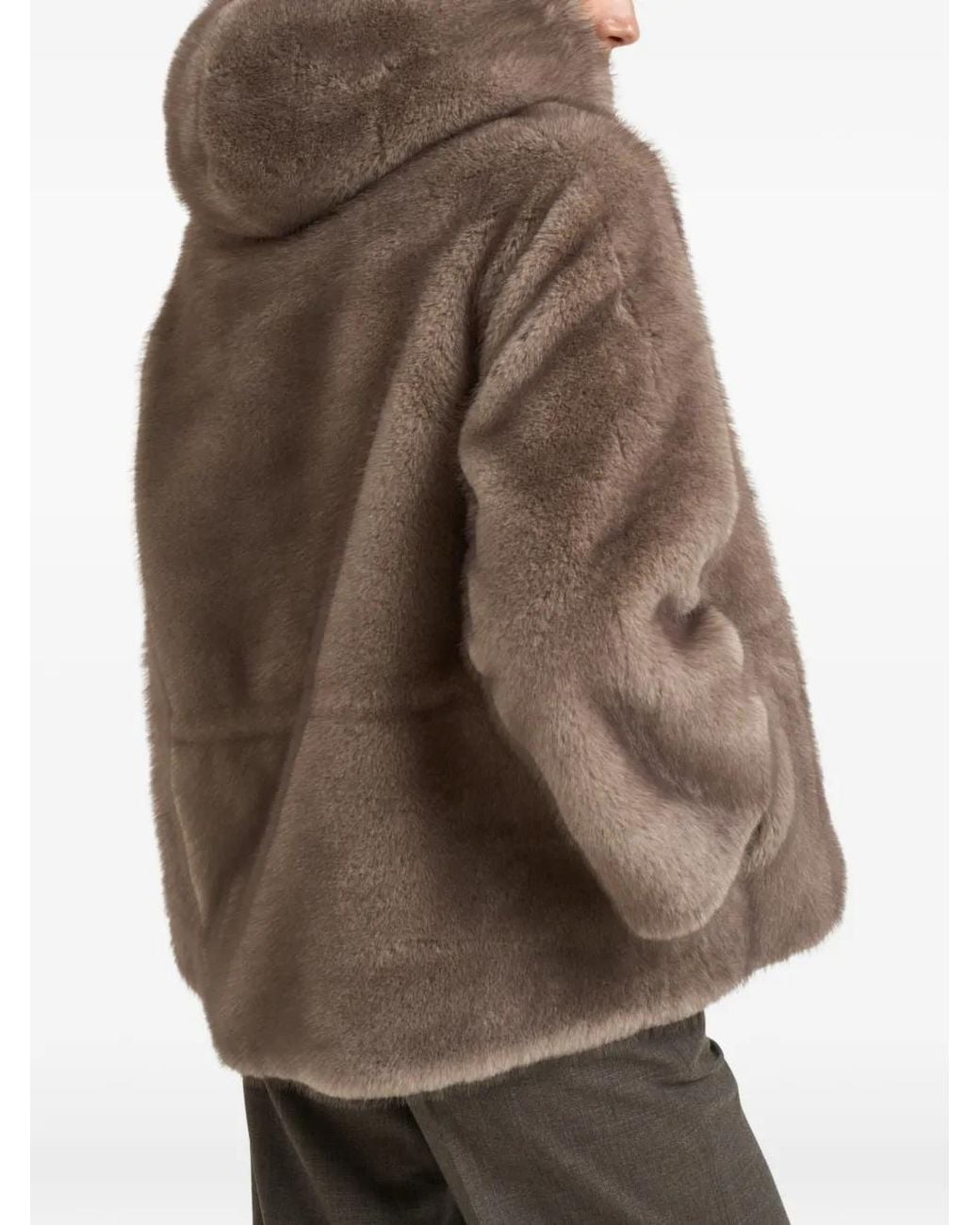 Bully Brown Veste En Peau Lainée À Capuche