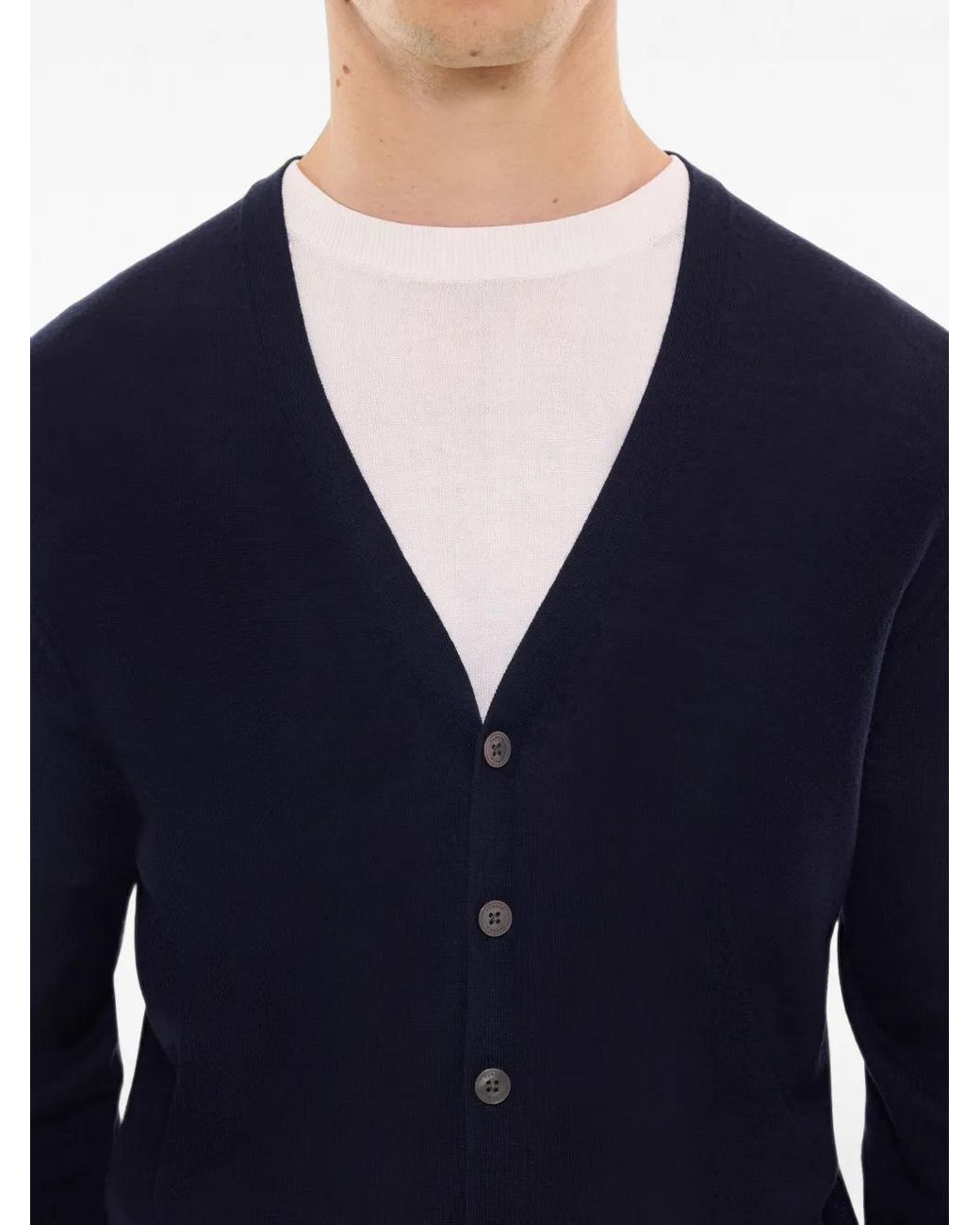 Fursac Blue V-Neck Buttoned Cardigan for men