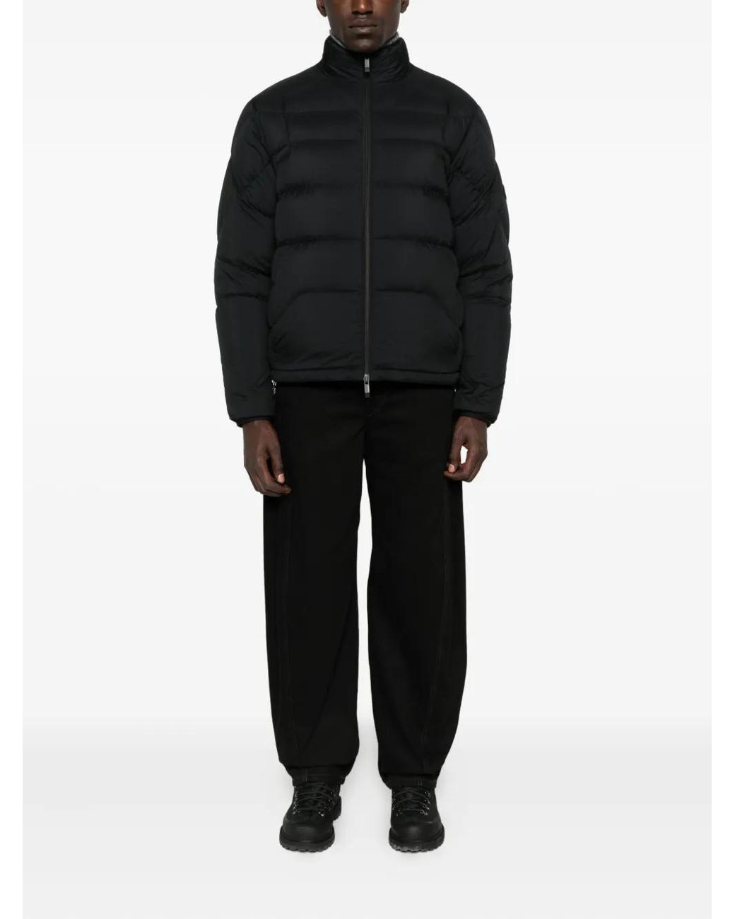 Moncler Black Quilted Zip-Up Jacket for men