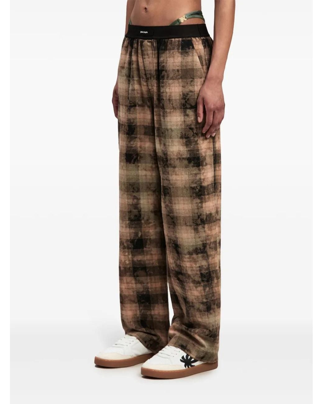 Palm Angels Brown Check-Print Track Pants