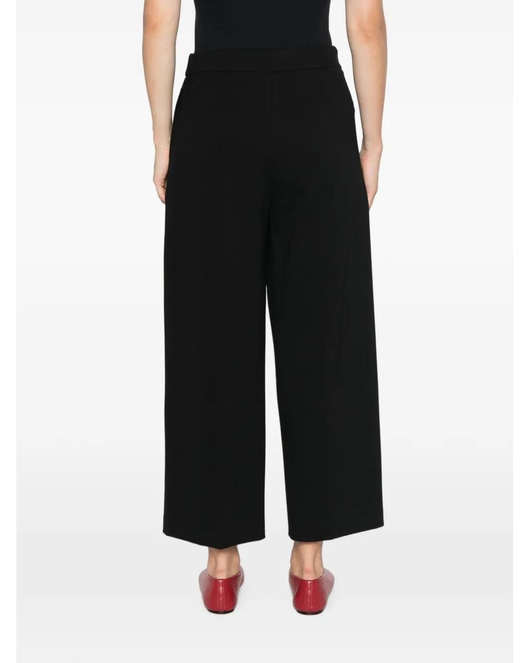 Liviana Conti Black Pleated Wide-Leg Trousers
