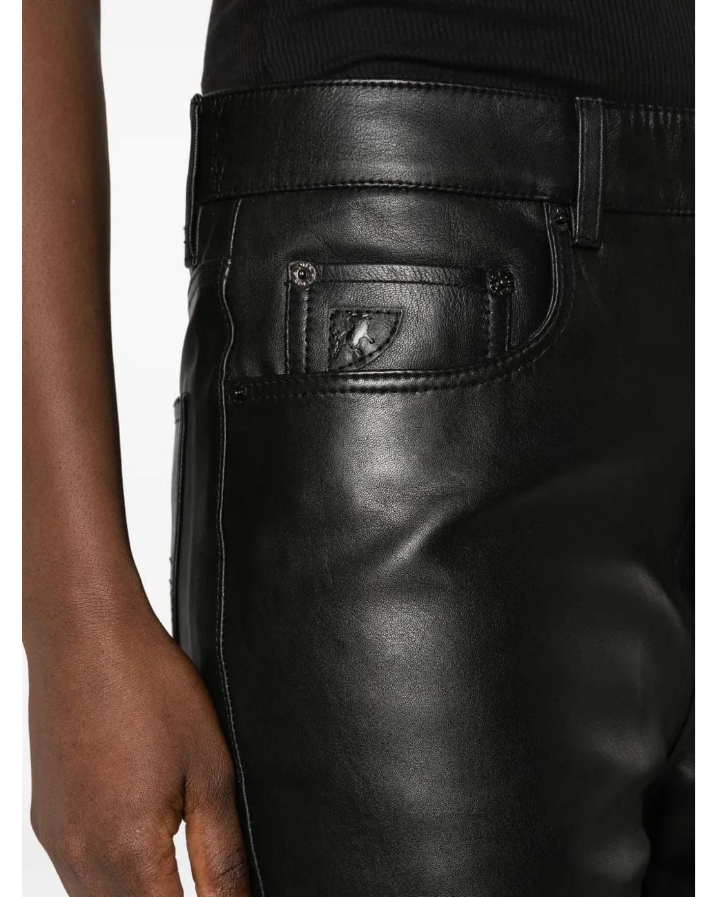 Lois Gray Leather Wide-Leg Trousers