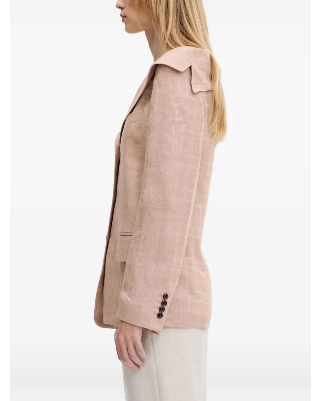 Our Legacy Natural Dropped-Shoulder Checked Blazer