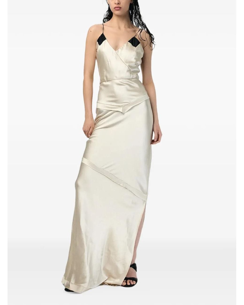 ANDRA ANDREESCU White Satin-Finish Panelled Dress