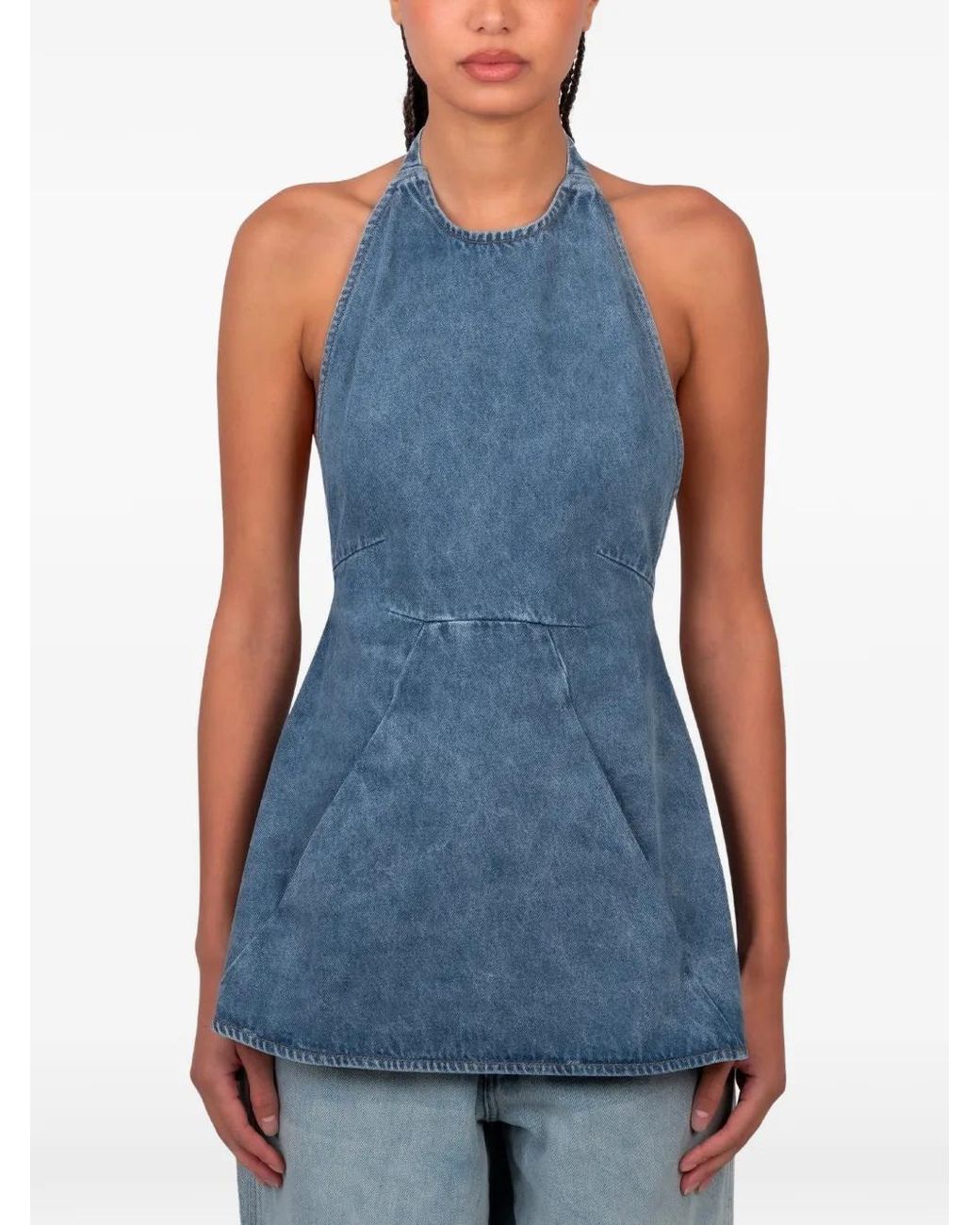 GIMAGUAS Blue Lily Halter-Neck Top