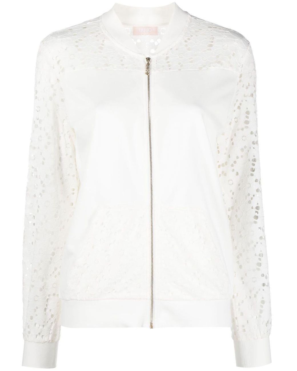 Liu Jo Broderie-anglaise Bomber Jacket in White | Lyst UK