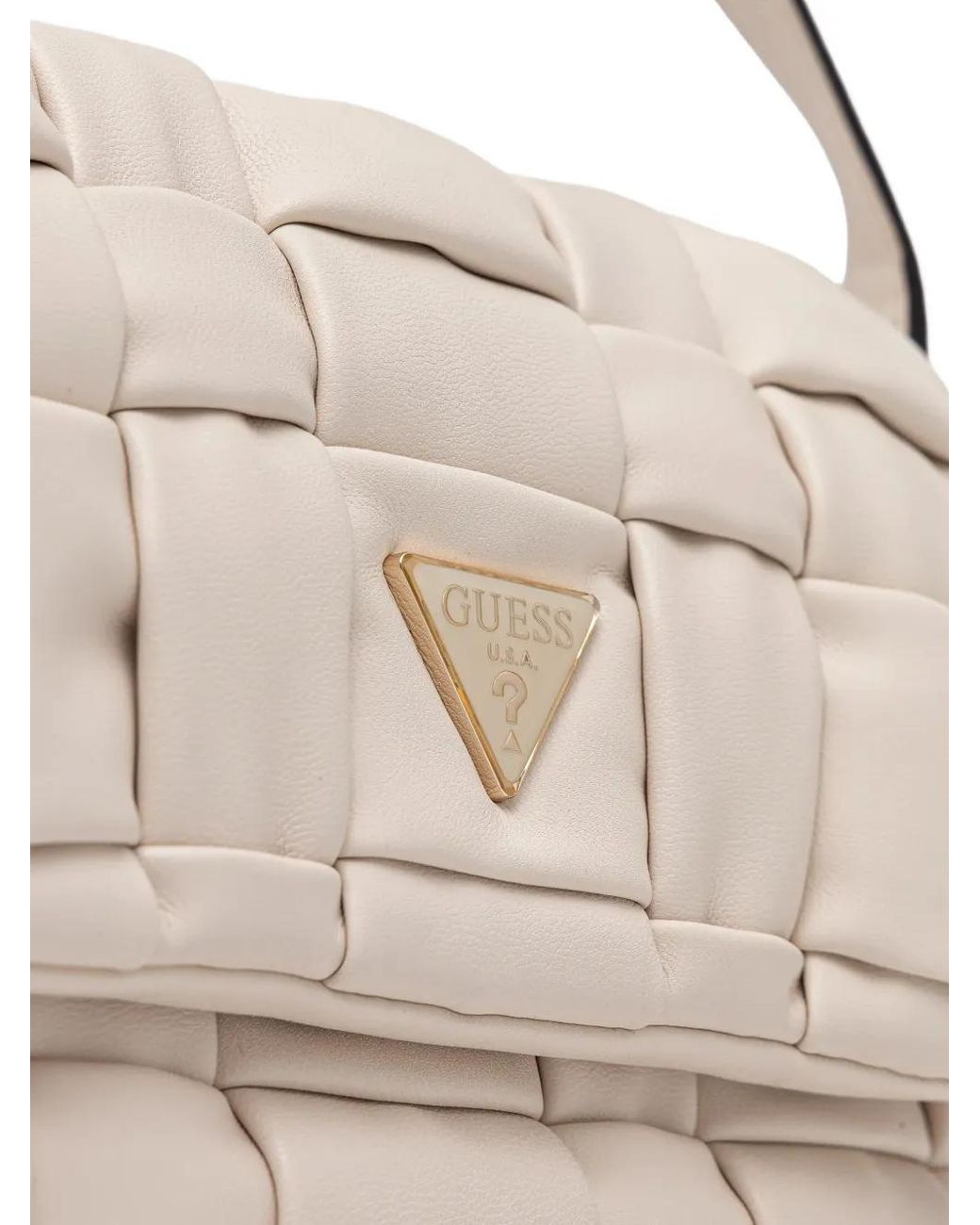 Guess Natural Marion Quilted Logo Cross Body Bag