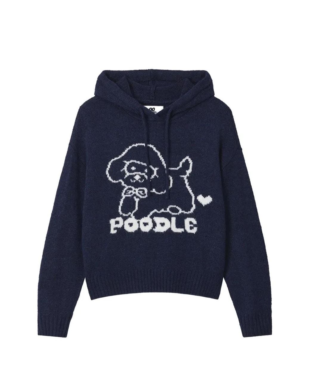Chocoolate Blue Intarsia-Knit Drawstring Hoodie
