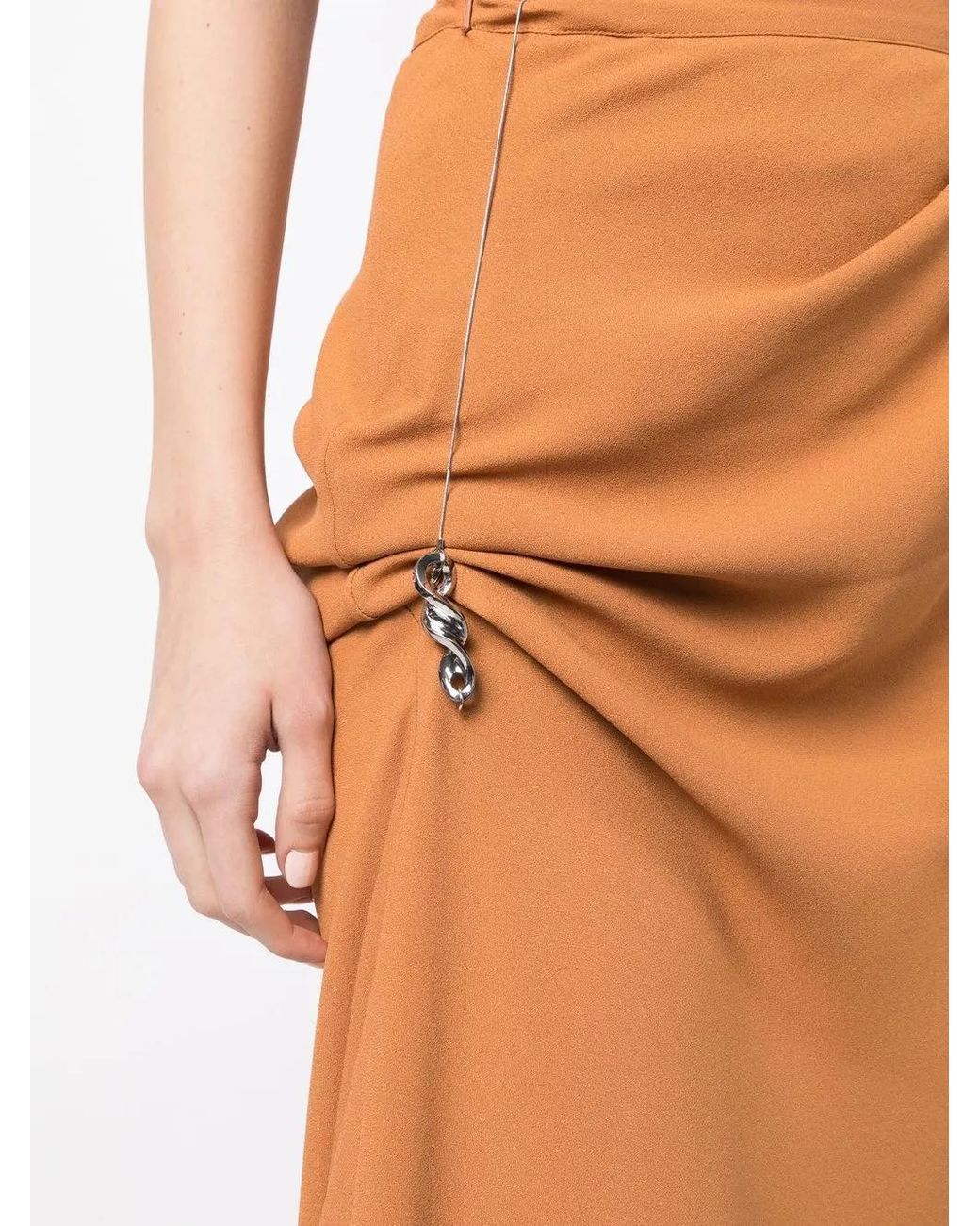 Kiko Kostadinov Orange High-Waisted Ruched Midi Skirt