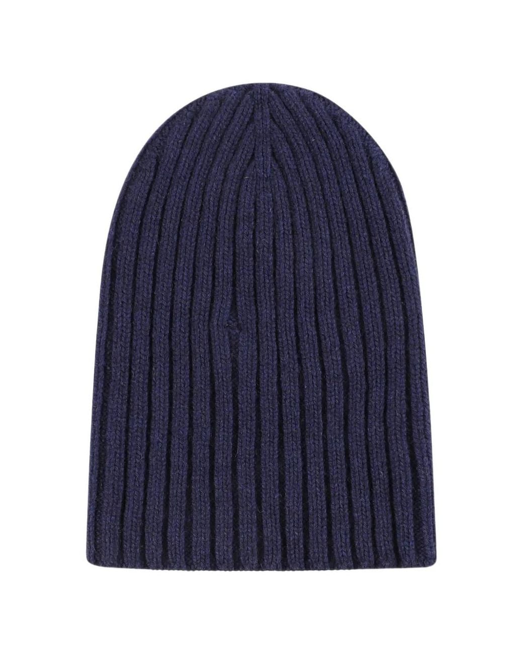 Aragona Blue Ribbed-Knit Cashmere Beanie Hat for men