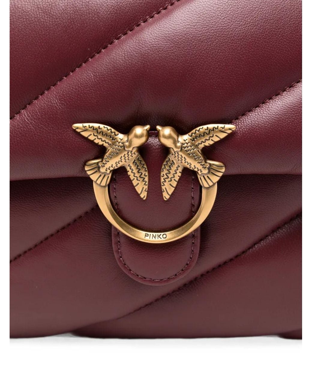 Pinko Purple Love Birds Quilted Shoulder Bag