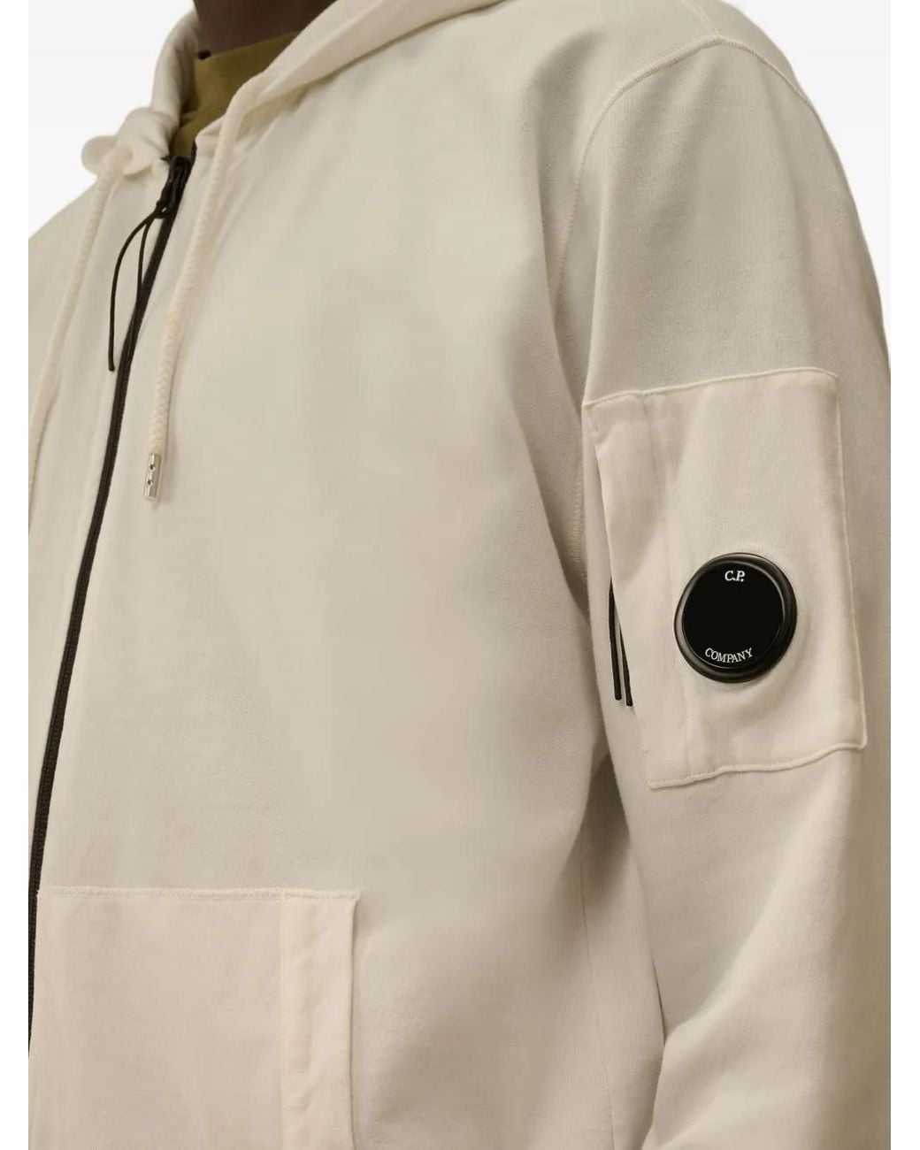 C P Company Natural Zip-Up Hoodie for men