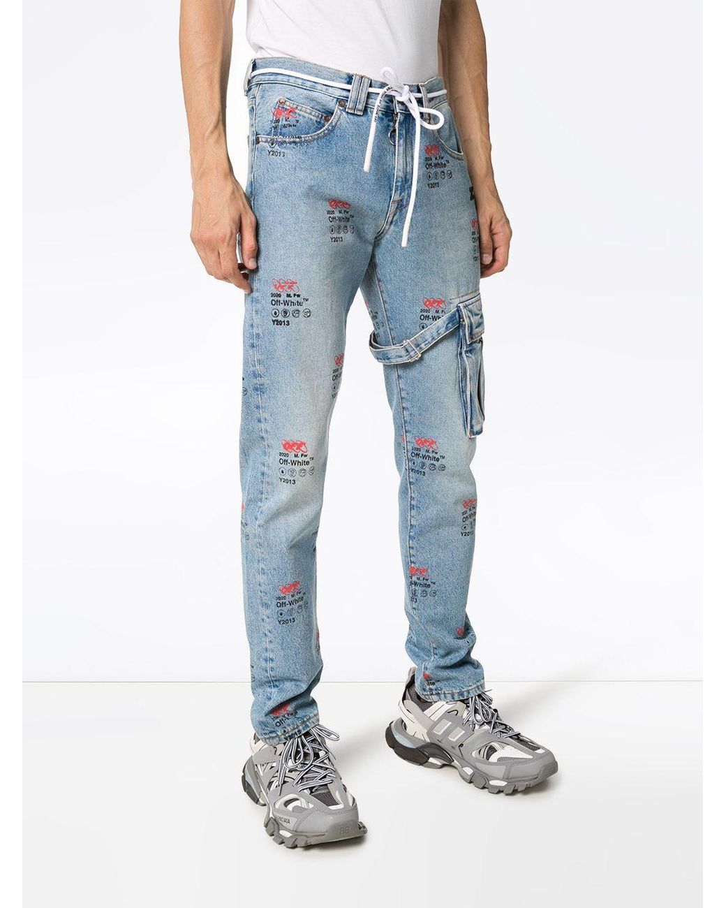 Off-White c/o Virgil Abloh Jeans With Logo in Green