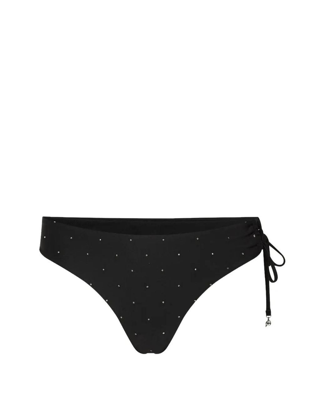 Karl Lagerfeld Black Ikon Rhinestone Bikini Bottoms